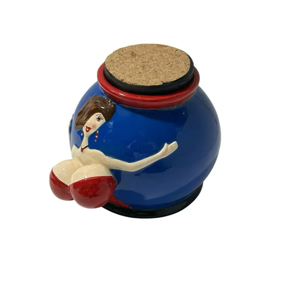 Ganz Hand Painted Ceramic Vase Sexy Woman Large 3-D Breasts READ